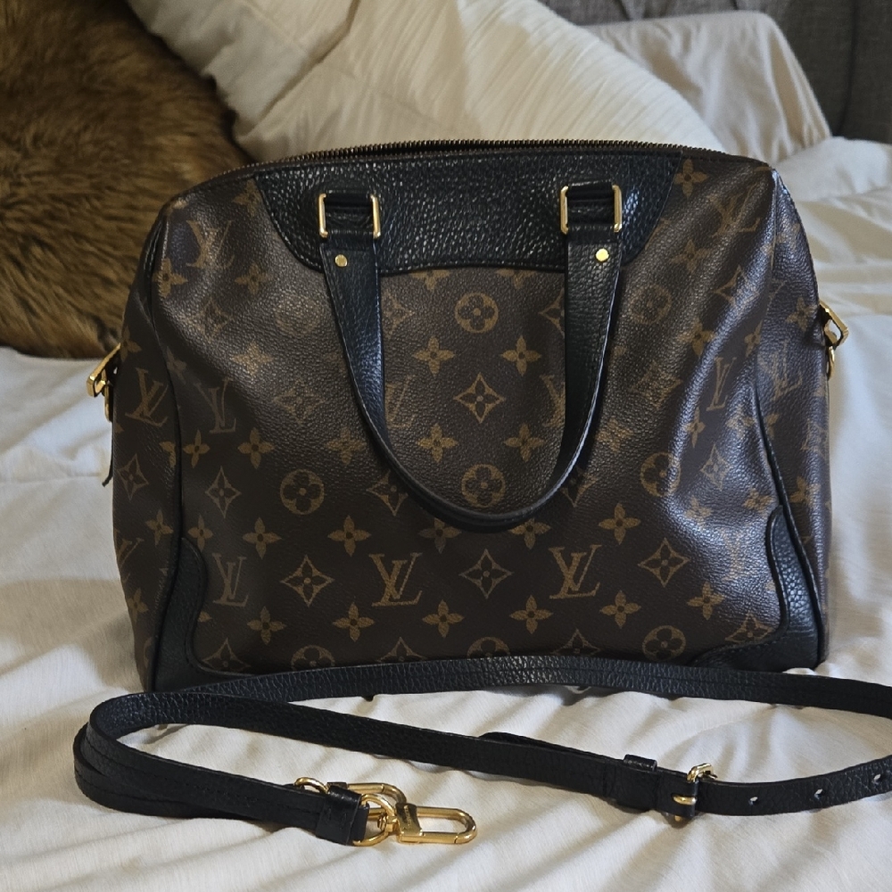 Louis Vuitton Black and Brown Monogram Satchel